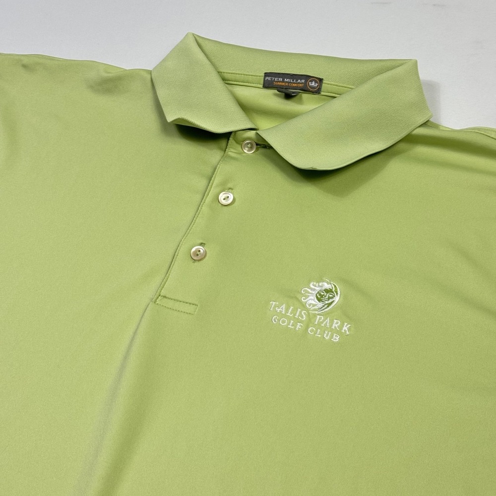 Peter Millar Polo Shirt Mens 2XL Green Summer Comfort Talis Park Golf Club‎